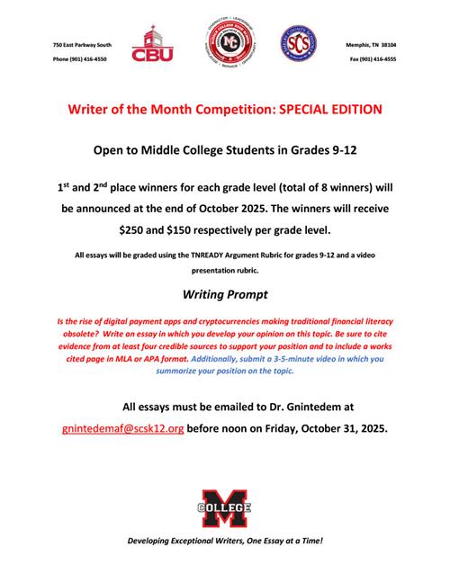 Writer of the Month Contest
